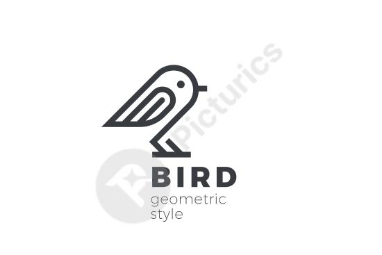 Elegant minimal bird logo in clean line-art style, featuring a perched dove or sparrow. Perfect for branding, wellness, nature, and creative projects.