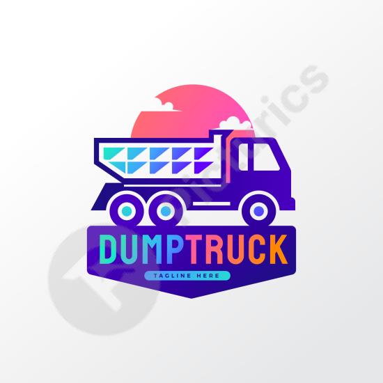 Clean dump truck logo template ideal for construction brands, heavy equipment services, transport companies, and modern industrial identity design.
