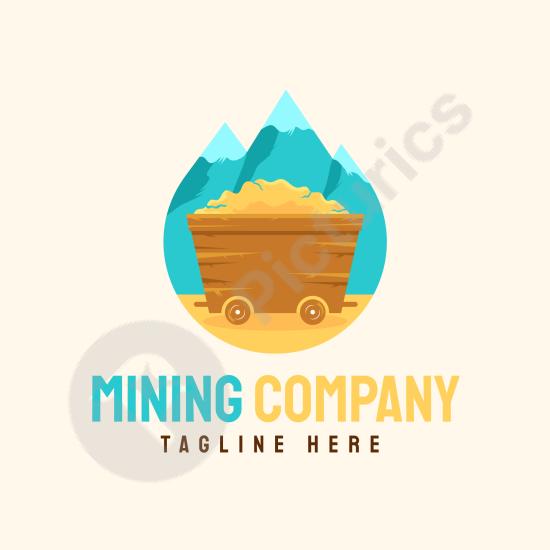 Hand-drawn mining logo featuring rustic tools and sketch-style details, ideal for industrial branding, retro identity designs, and craft-style project...