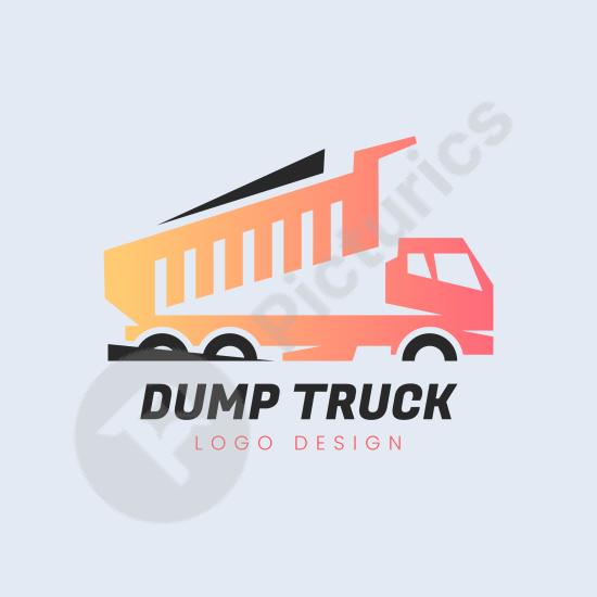 Gradient dump truck logo template ideal for construction companies, heavy equipment services, transport brands, and bold modern identity design.