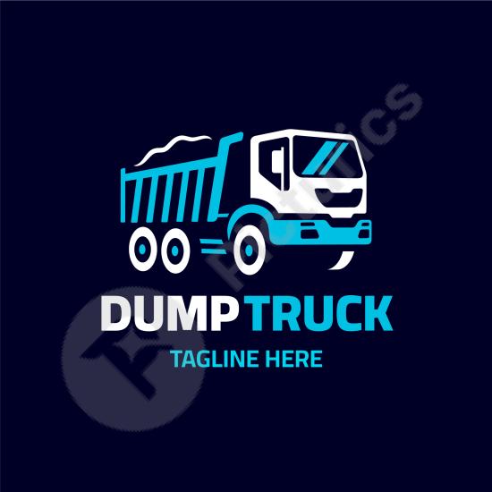 Flat-style dump truck logo ideal for construction companies, transport services, heavy equipment brands, and clean modern business identity designs.