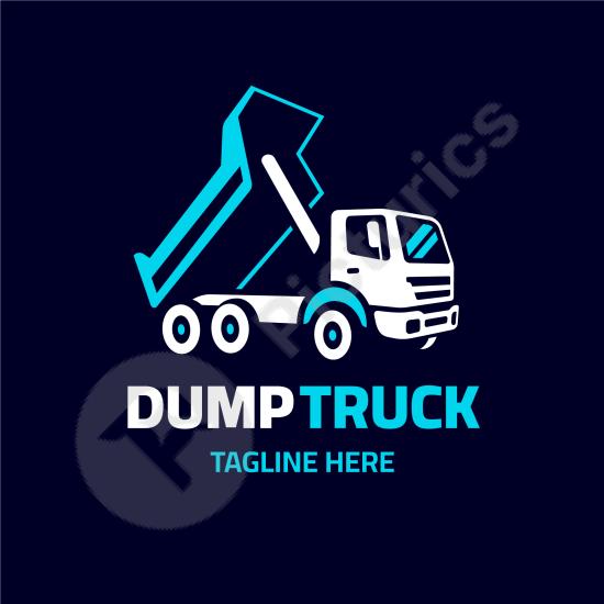 Flat dump truck logo design, perfect for construction companies, heavy equipment services, transport brands, and modern business identity projects.