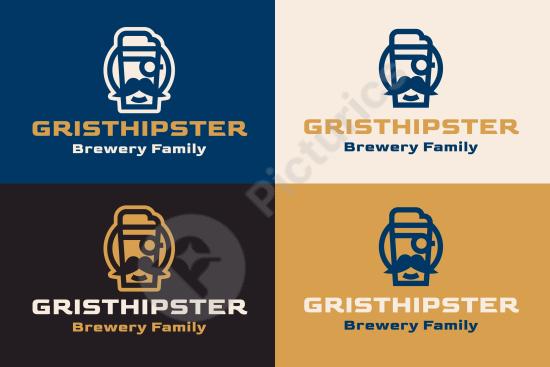 Flat-style brewery logo featuring clean shapes and craft beer elements, perfect for bars, breweries, pubs, and modern beverage brand identities.