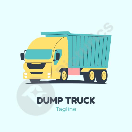 Flat-style dump truck logo ideal for construction companies, heavy equipment services, transport brands, and modern industrial business identity desig...