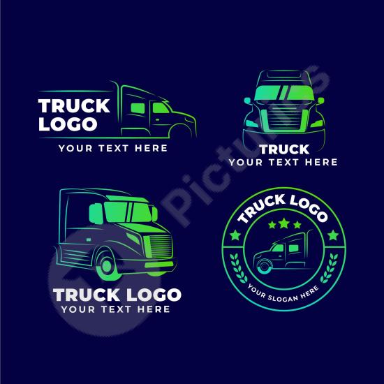Collection of gradient truck logos with modern shapes, ideal for transport companies, delivery services, logistics brands, and contemporary visual ide...