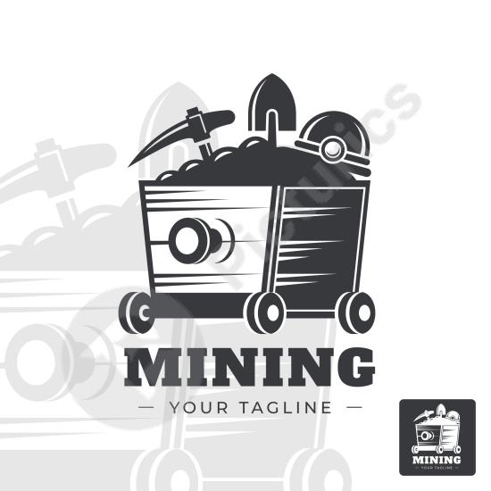 Flat industry logo template featuring factory and gear elements, ideal for manufacturing brands, engineering services, industrial companies, and moder...