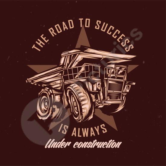 Poster design featuring a dumper truck in a bold industrial style, ideal for construction branding, heavy machinery visuals, and promotional materials...