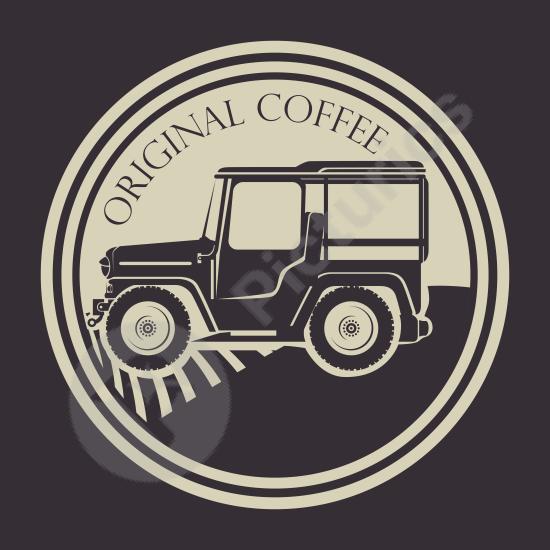Original coffee label featuring a transport theme with vintage elements, ideal for roasters, packaging designs, artisanal brands, and specialty coffee...
