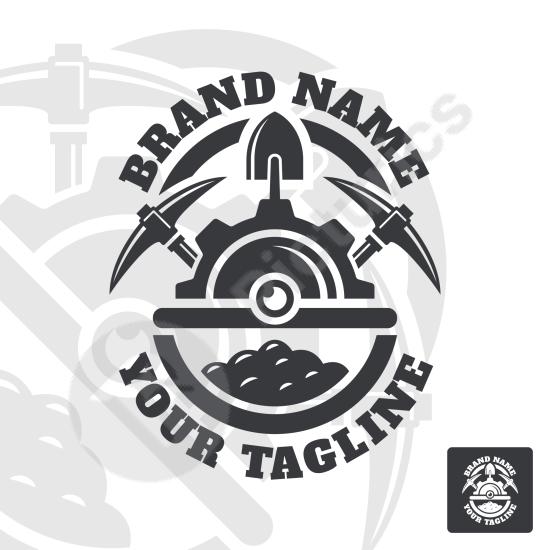 Flat industry logo template with clean factory and gear elements, ideal for manufacturing brands, engineering services, industrial companies, and mode...