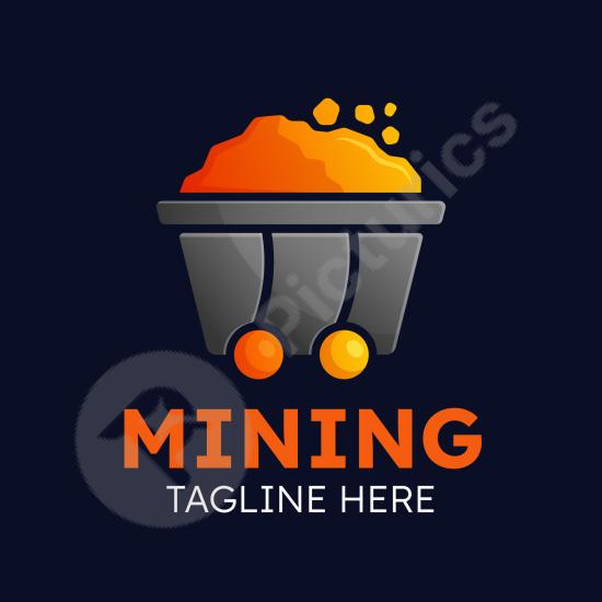 Gradient mining logo template featuring bold industrial elements and modern style, ideal for mining companies, heavy industry brands, and professional...
