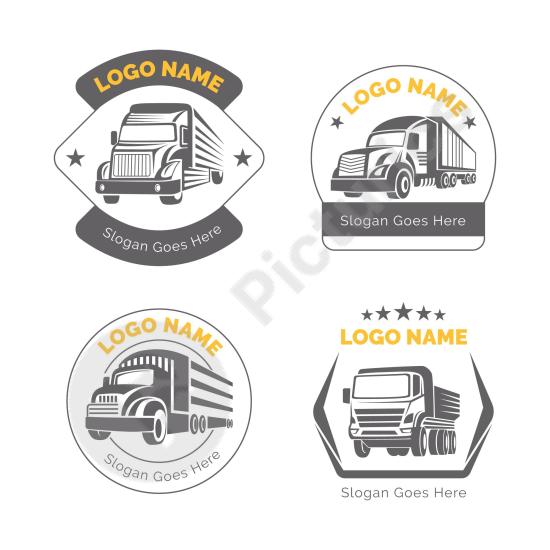 Collection of flat-style truck logos, perfect for transport companies, delivery services, cargo brands, logistics businesses, and modern identity desi...