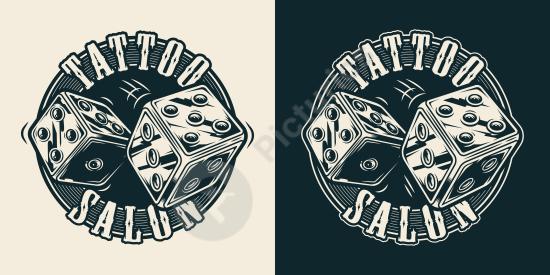 Vintage round tattoo studio stamp featuring classic ink art elements, ideal for branding, shop signage, apparel prints, and retro-inspired designs.