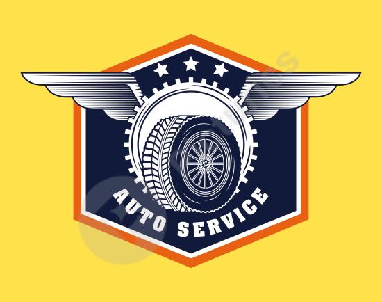 Clean automotive industry logo featuring mechanical elements, ideal for branding repair shops, vehicle services, and industrial businesses.