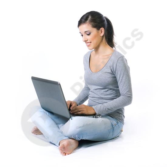 Girl sitting on the floor using a tablet, representing digital lifestyle, technology use, casual learning, and modern everyday activities.
