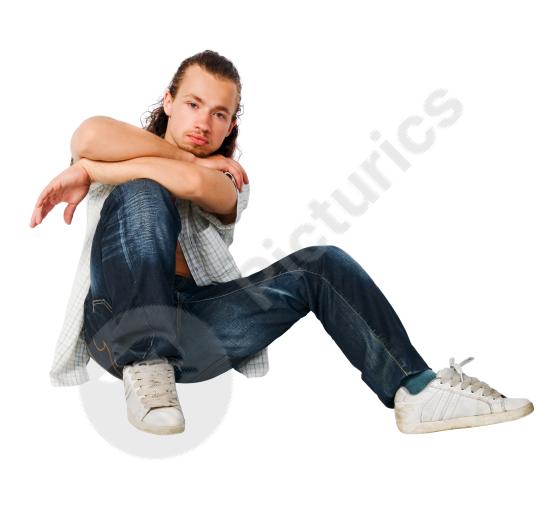 Man sitting with legs crossed in a relaxed pose, suitable for lifestyle, business, casual, or modern portrait concepts.